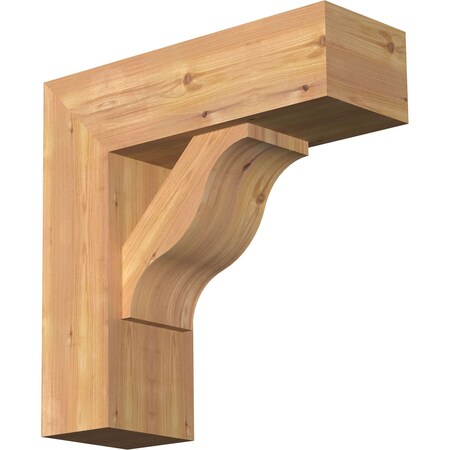Ekena Millwork Funston Block Smooth Bracket w/ Offset Brace, Western Red Cedar, 7 1/2"W x 22"D x 22"H BKT0806X22X22FST05SWR